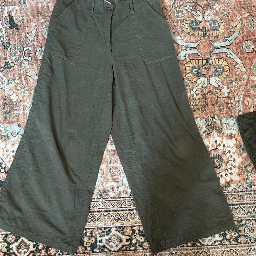 Max Studio Olive Green Corduroy Wide-Leg Men's Pants